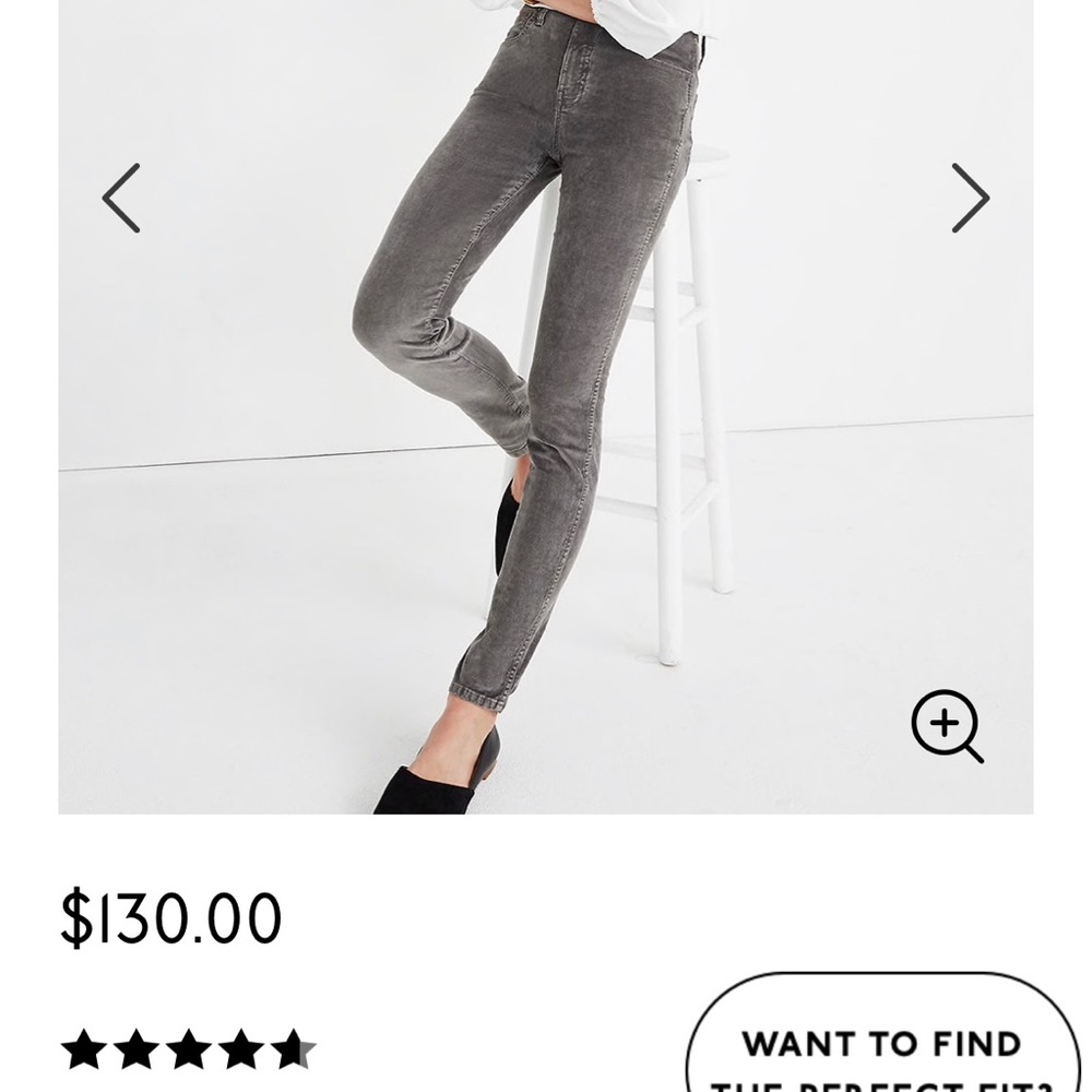 Madewell 10" High Rise Skinny Corduroy Jeans
